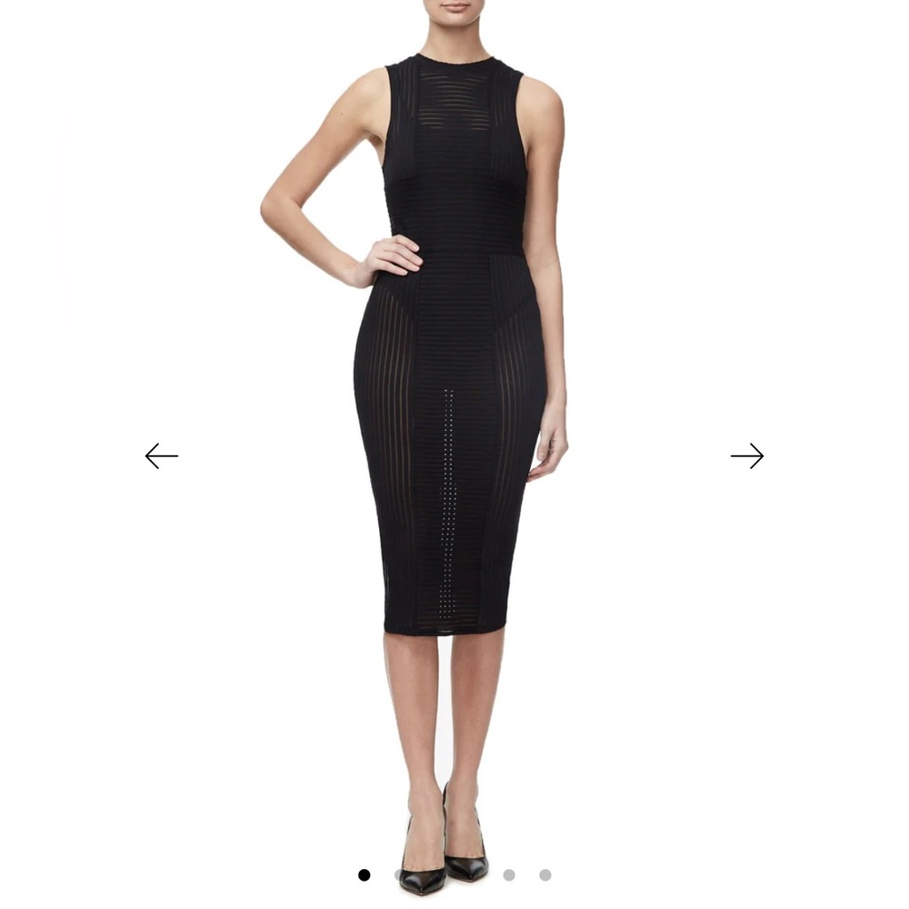 Good American Be Sheer Now black stripe sleeveless midi dress swim cover size 2